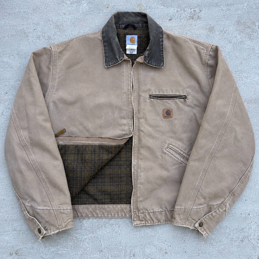 Carhartt Detroit Jacket XL SDL Faded Sandstone Vintage Y2K Workwear J97 USA Made